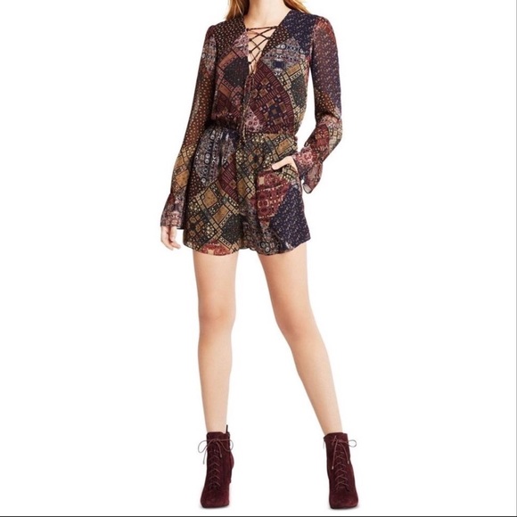 BCBGeneration Other - BCBGeneration patchwork long sleeve shorts romper
